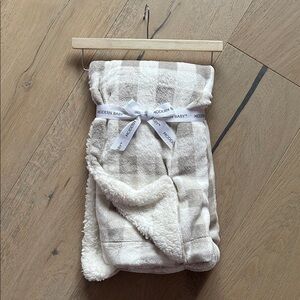 Modern Baby Cream and White Plush Blanket